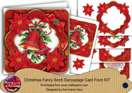 Red Christmas Bells Fancy 8in Decoupage Cf Kit
