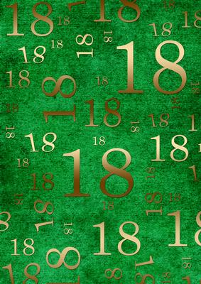 Dark Green Gold 18 Birthday A4 Backing Paper