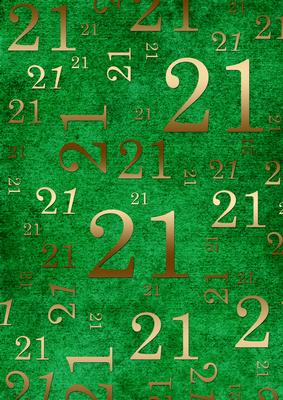 Dark Green Gold 21 Birthday A4 Backing Paper