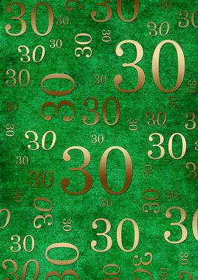 Dark Green Gold 30 Birthday A4 Backing Paper