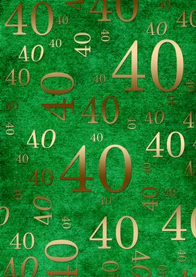 Dark Green Gold 40 Birthday A4 Backing Paper