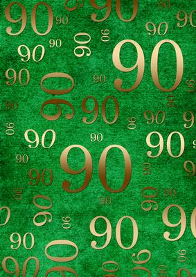 Dark Green Gold 90 Birthday A4 Backing Paper