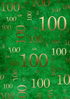 Dark Green Gold 100 Birthday A4 Backing Paper