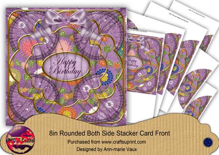 Lilac Oriental Flower Happy Birthday 8in Round Side Stacker