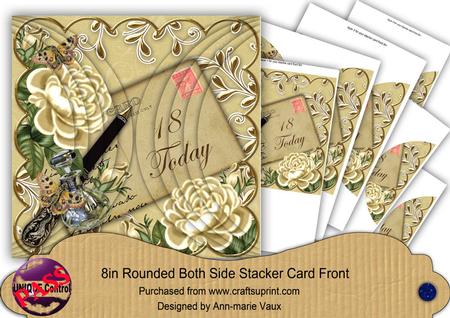 Cream Rose 18 Today 8in Rounded Side Stacker Card Front Kit