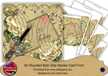 Cream Rose 21 Today 8in Rounded Side Stacker Card Front Kit