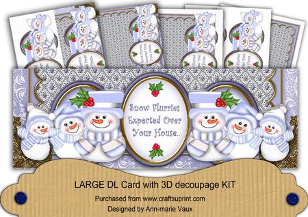 Blue Snowman Flurries Over Your House Large Dl Card Kit