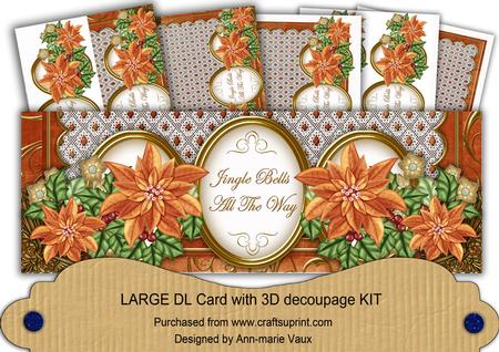 Borange Poinsettia Jingle Bells Large Dl Card Kit