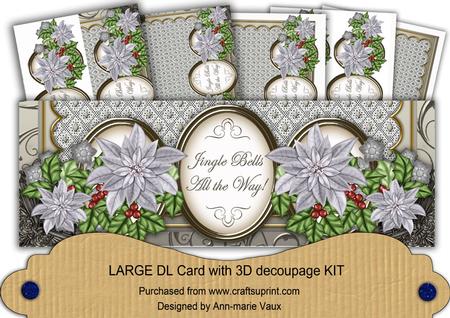 Silver Poinsettia Jingle Bells Large Dl Card Kit