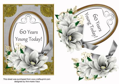 Silver Magnolia 60 Years Young Oval 7x5in Step by Step