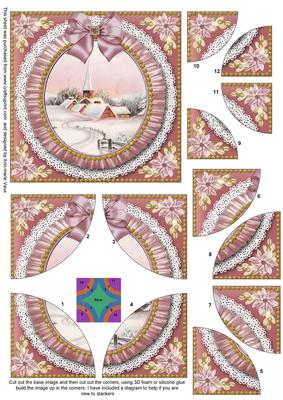 Pink Church Ruffle 5in Quad Round Corner Stacker