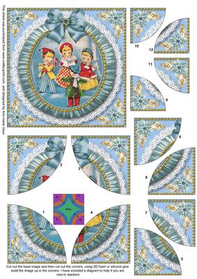 Blue Carol Singers Ruffle 5in Quad Round Corner Stacker