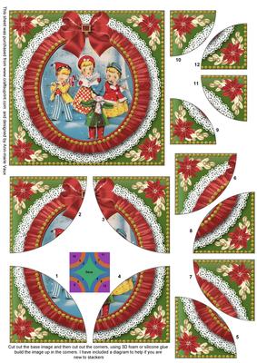 Carol Singers Red Ruffle 5in Quad Round Corner Stacker