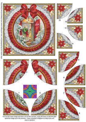 Christmas Door Ruffle 5in Quad Round Corner Stacker
