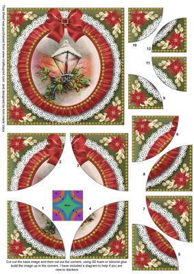 Christmas Lantern Ruffle 5in Quad Round Corner Stacker