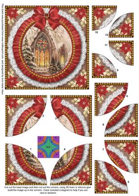 Christmas Window Ruffle 5in Quad Round Corner Stacker