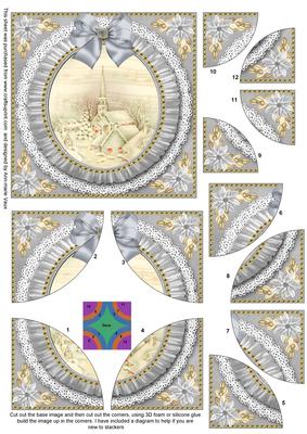 Cream Village Church Ruffle 5in Quad Round Corner Stacker