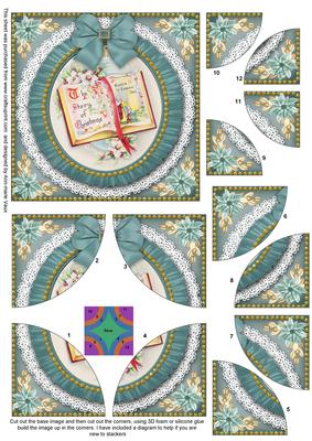 Glory Book Blue Ruffle 5in Quad Round Corner Stacker