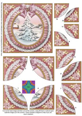 Pink Tree Ruffle 5in Quad Round Corner Stacker