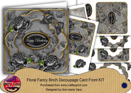 Black Rose Happy Birthday Fancy 8in Decoupage Cf Kit