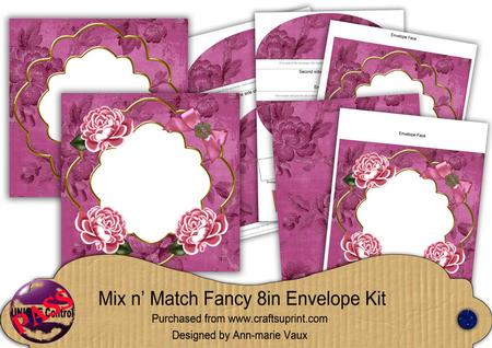Cerise Roses Floral Fancy 8in Envelope Kit