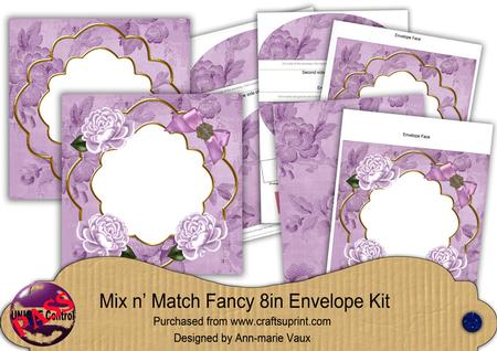 Lilac Roses Floral Fancy 8in Envelope Kit