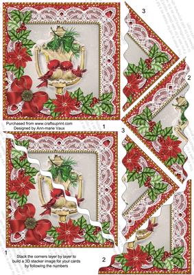 Christmas Lovebirds Red 5in Scallop Triangle Corner Stacker