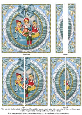 Blue Carol Singers Ruffle 5in Side Stacker Card Front