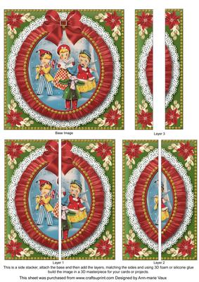 Carol Singers Red Ruffle 5in Side Stacker Card Front
