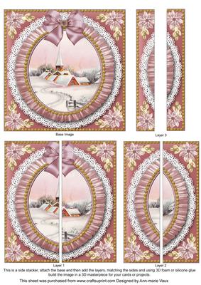 Pink Church Ruffle 5in Side Stacker Card Front