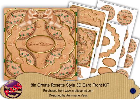 Borange Holly Love at Christmas 3D Rosette 8in Cf Kit
