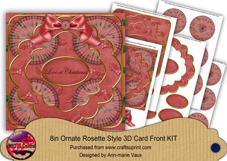 Dark Red Holly Love at Christmas 3D Rosette 8in Cf Kit