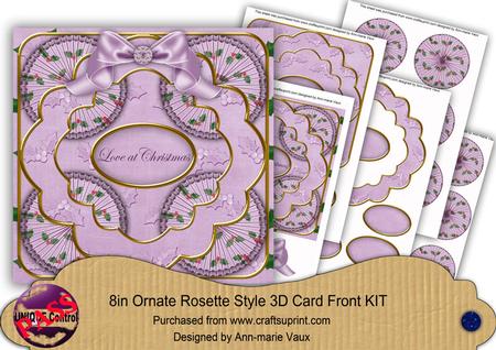 Lilac Holly Love at Christmas 3D Rosette 8in Cf Kit