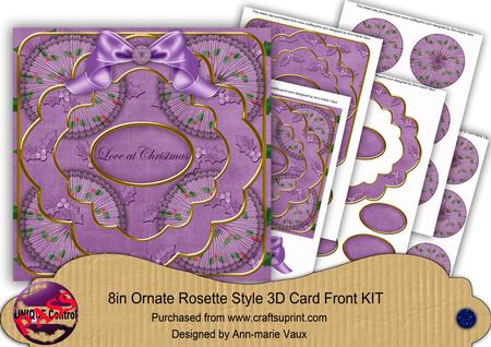 Purple Holly Love at Christmas 3D Rosette 8in Cf Kit
