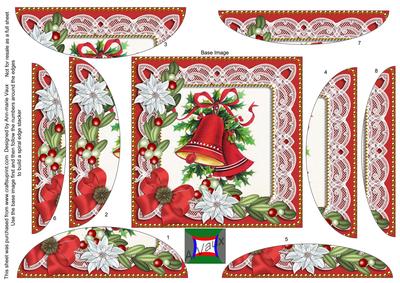 Christmas Bells Poinsettia 5in Rounded Spiral Stacker