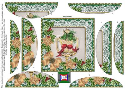 Christmas Lovebirds Poinsettia 5in Rounded Spiral Stacker