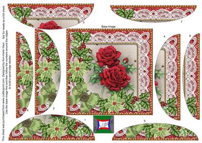 Christmas Roses Poinsettia 5in Rounded Spiral Stacker