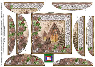Church Window Poinsettia 5in Rounded Spiral Stacker