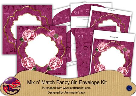 Cerise Rose 21st Birthday Fancy 8in Envelope Kit