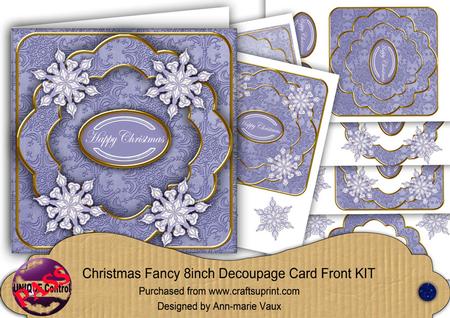Blue Snowflake Happy Christmas Fancy 8in Decoupage Cf Kit