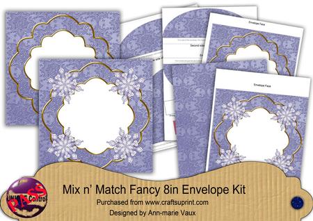 Blue Snowflake Happy Christmas Fancy 8in Envelope Kit