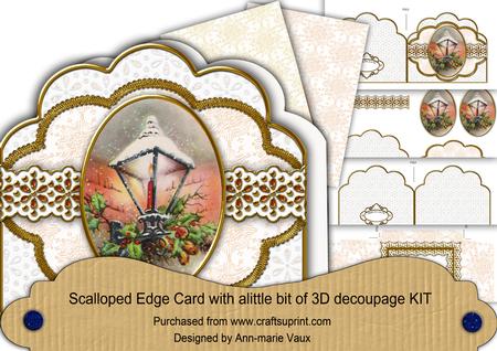 Christmas Lantern Borange Anglaise Scallop 3D Card Kit