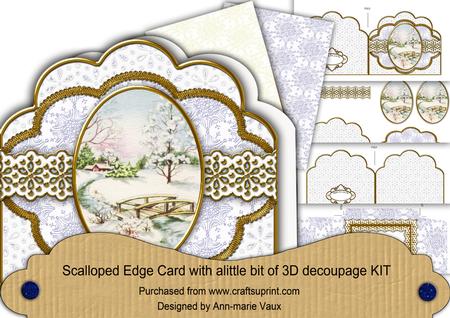 Pretty Snowscene Blue Anglaise Scallop 3D Card Kit