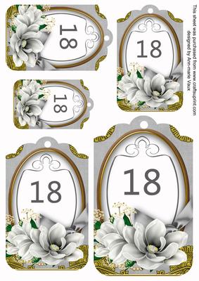Silver Magnolia 18 Sentiment Tag Sheet