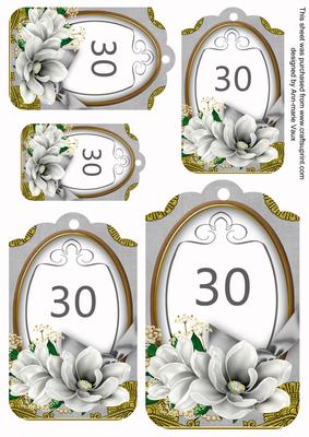 Silver Magnolia 30 Sentiment Tag Sheet