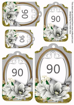 Silver Magnolia 90 Sentiment Tag Sheet