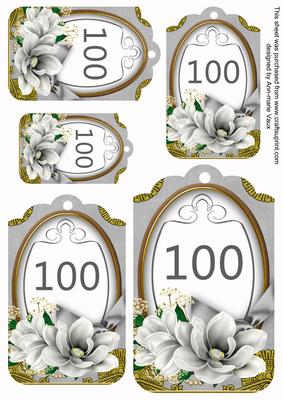 Silver Magnolia 100 Sentiment Tag Sheet