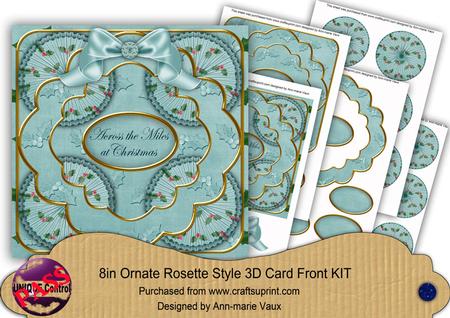 Dusky Teal Holly Across the Miles 3D Rosette 8in Cf Kit