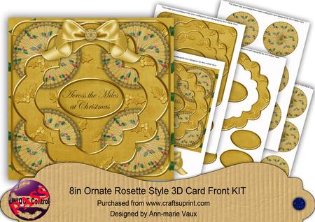 Gold Holly Across the Miles 3D Rosette 8in Cf Kit