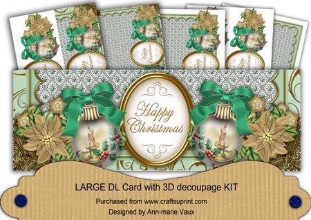 Candle1 Happy Christmas Large Dl Decoupage Card Kit